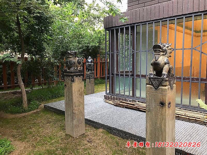仿古拴马柱石雕 别墅景观石雕