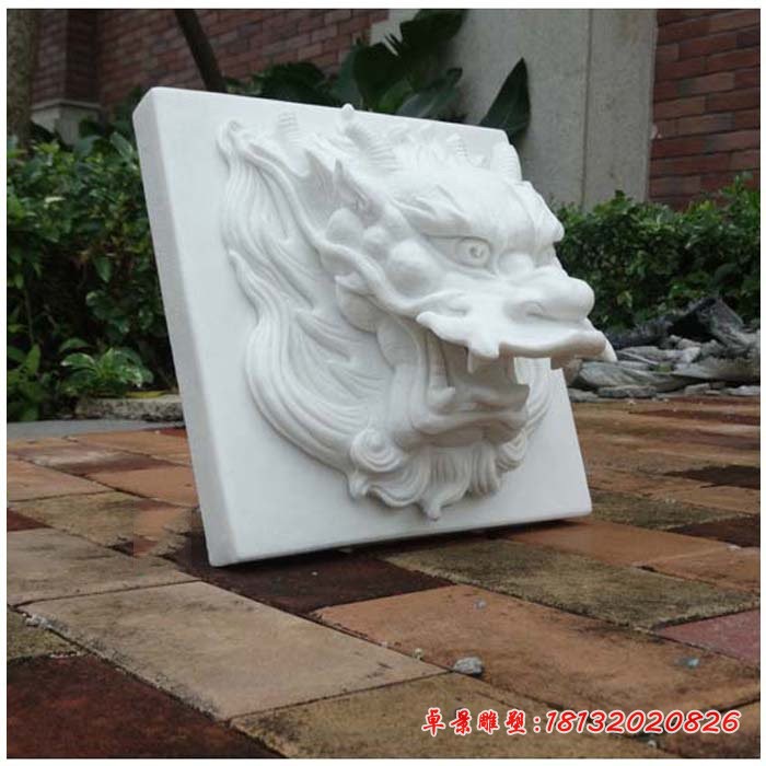 汉白玉喷水龙头，墙壁龙头石雕 