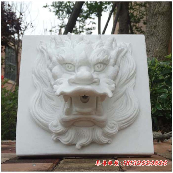 汉白玉喷水龙头，墙壁龙头石雕 