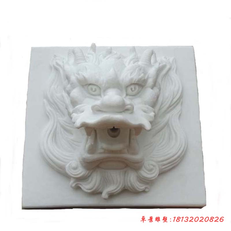 汉白玉喷水龙头，墙壁龙头石雕 