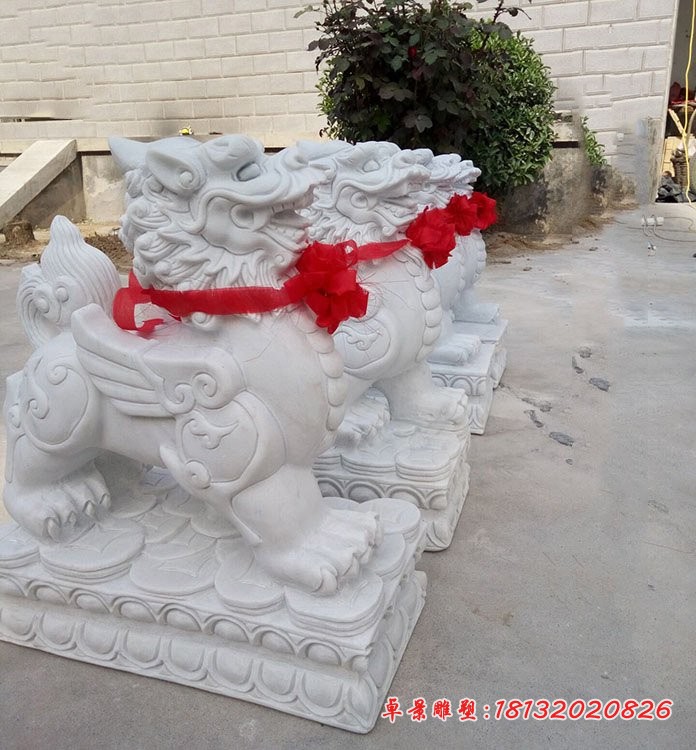 汉白玉貔貅，门口貔貅石雕，古代神兽石雕