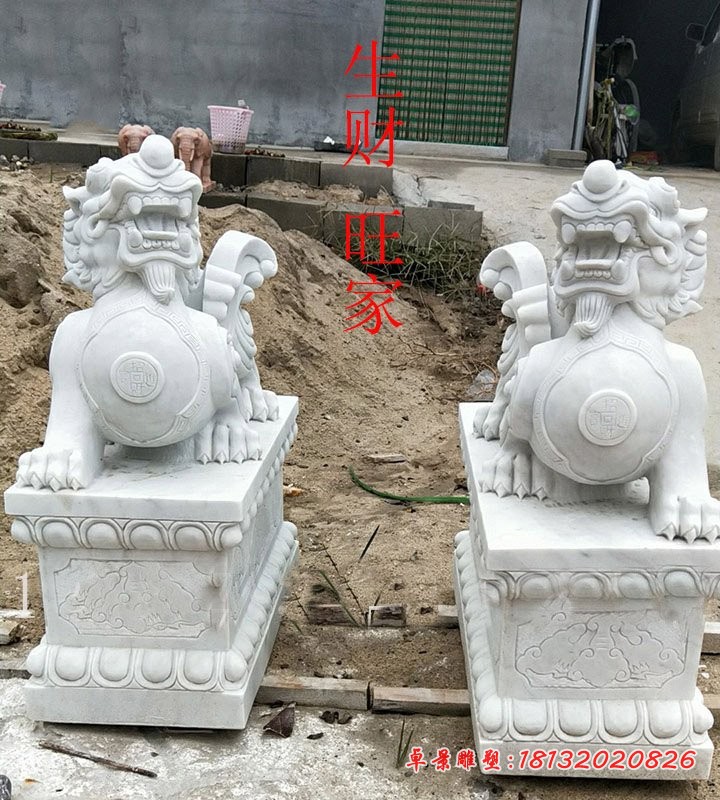 汉白玉貔貅石雕，门口招财神兽石雕