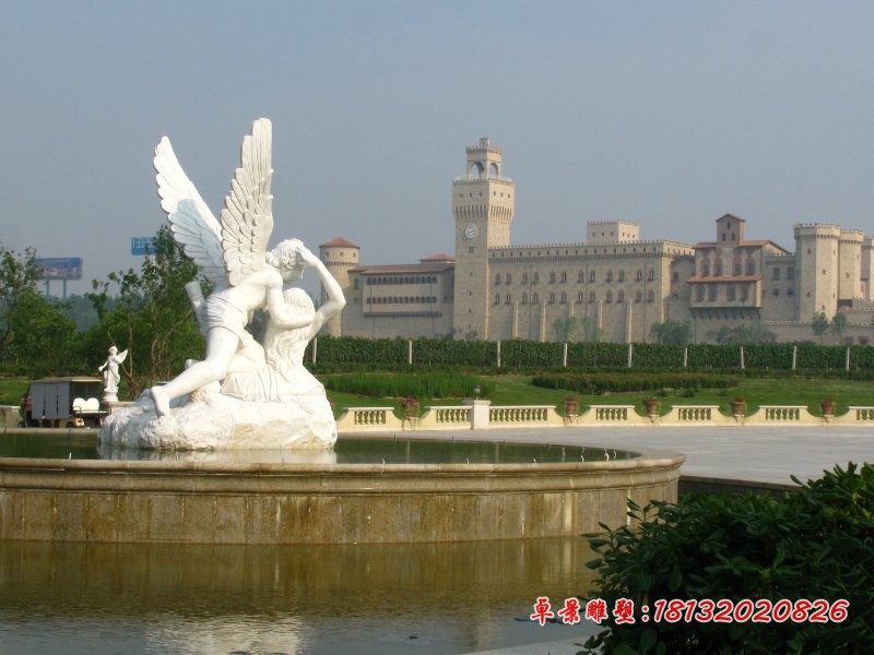 汉白玉普赛克和丘比特石雕，西方人物石雕