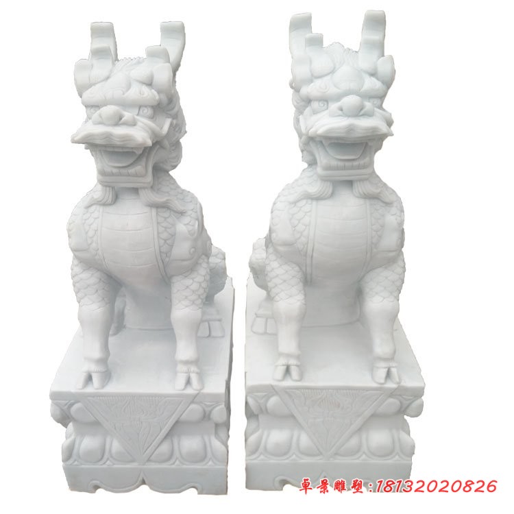汉白玉麒麟雕塑门口麒麟石雕