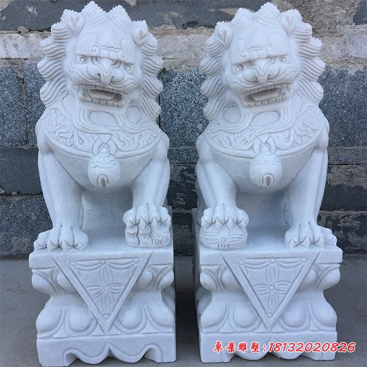 汉白玉狮子雕塑，看门狮子石雕