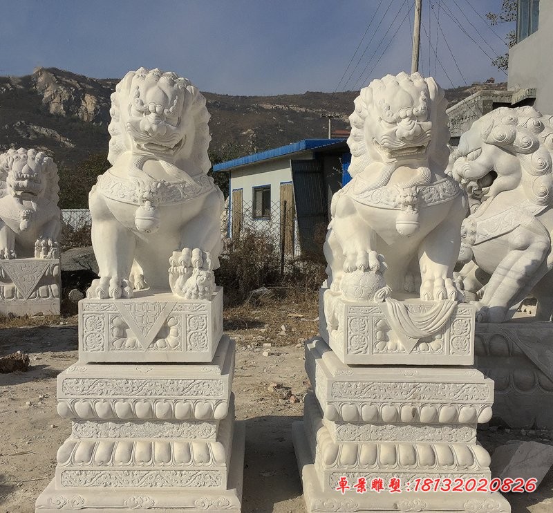 汉白玉狮子雕塑门口狮子石雕