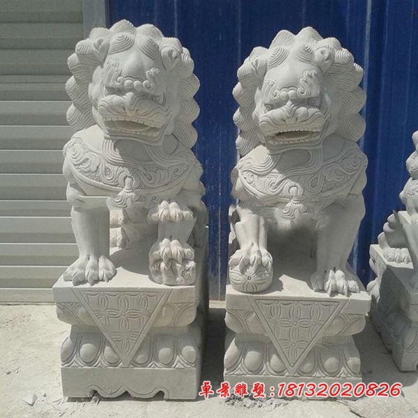 汉白玉石狮子 门口看门北京狮 
