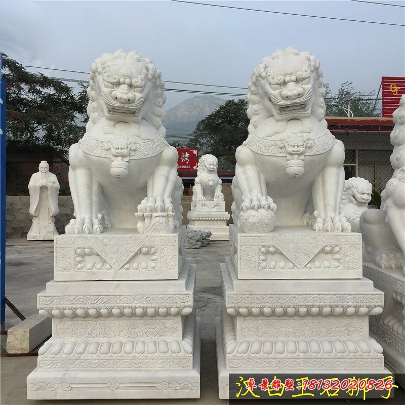 汉白玉石狮子看门狮子石雕