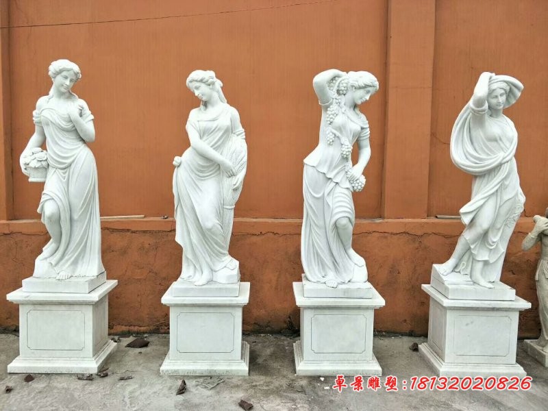 汉白玉四季神石雕，西方人物石雕