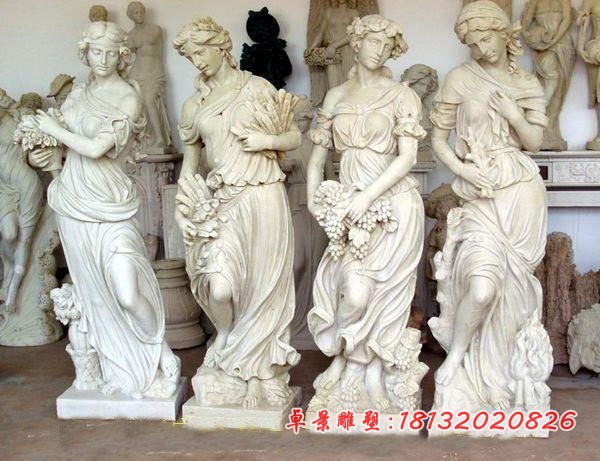 汉白玉四季神石雕 西方人物石雕