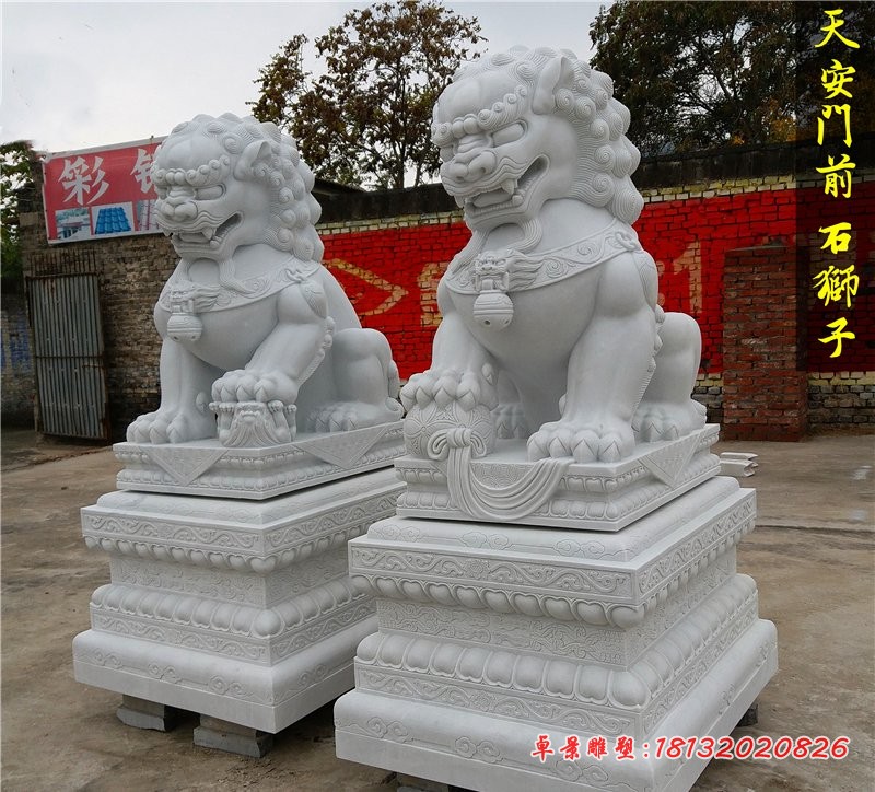 汉白玉天安门狮子，看门狮子石雕