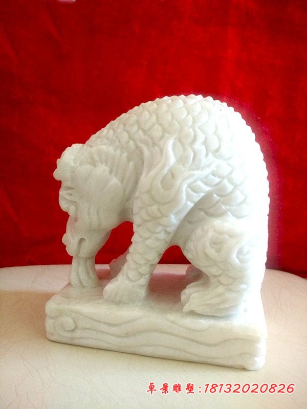 汉白玉吸水兽，古代神兽石雕