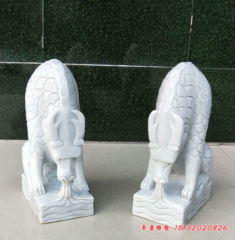 汉白玉吸水兽石雕，古代神兽石雕
