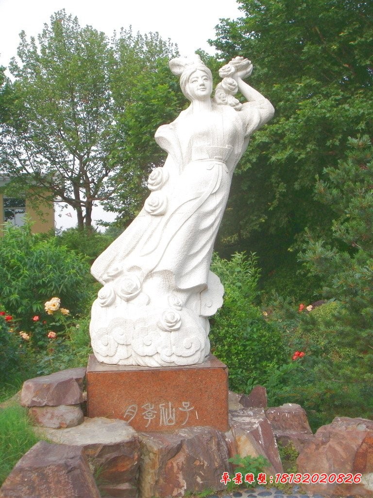 汉白玉仙女石雕，园林景观石雕