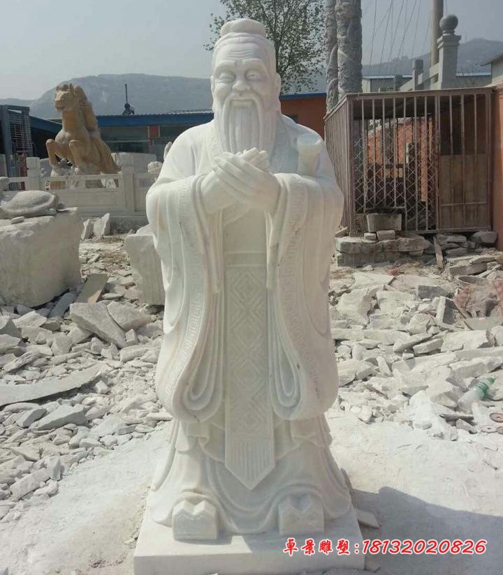汉白玉校园孔子  古代人物石雕