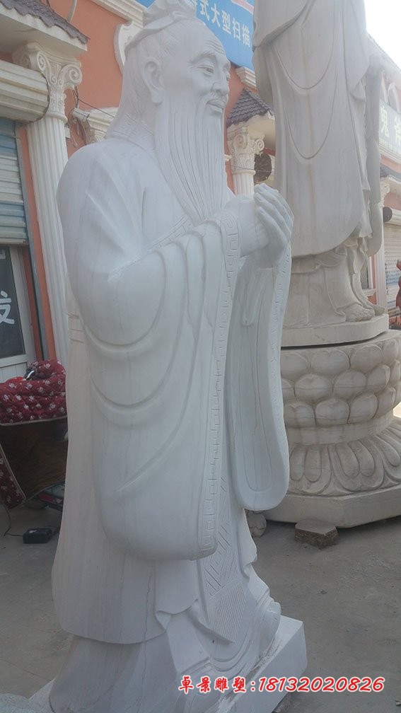 汉白玉校园孔子雕塑 古代名人石雕 (6)