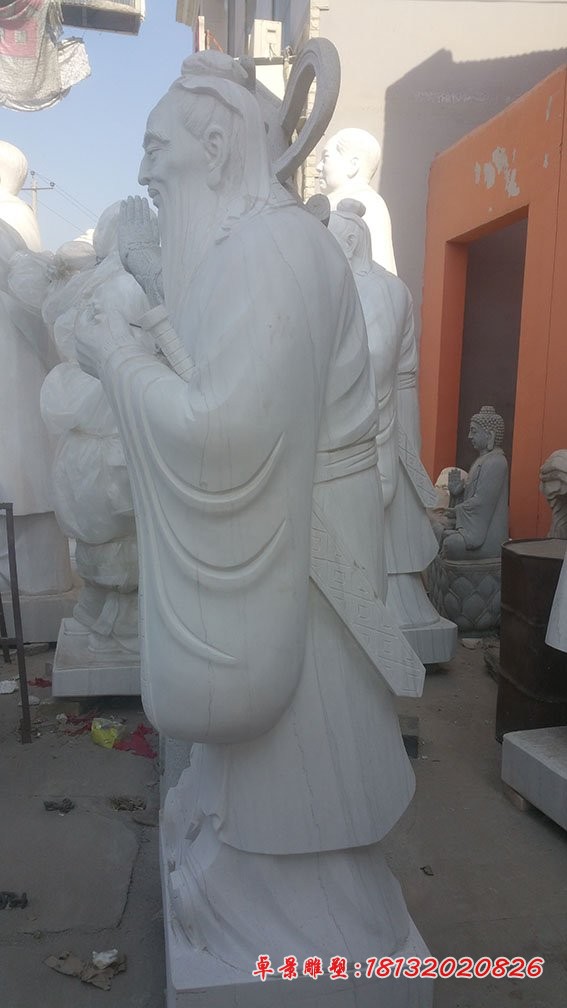 汉白玉校园孔子雕塑 古代名人石雕 (7)