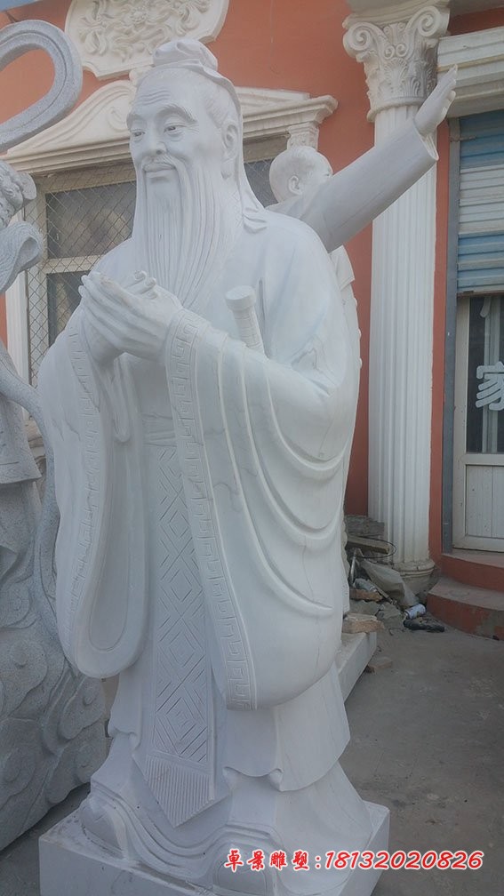 汉白玉校园孔子雕塑 古代名人石雕 (9)