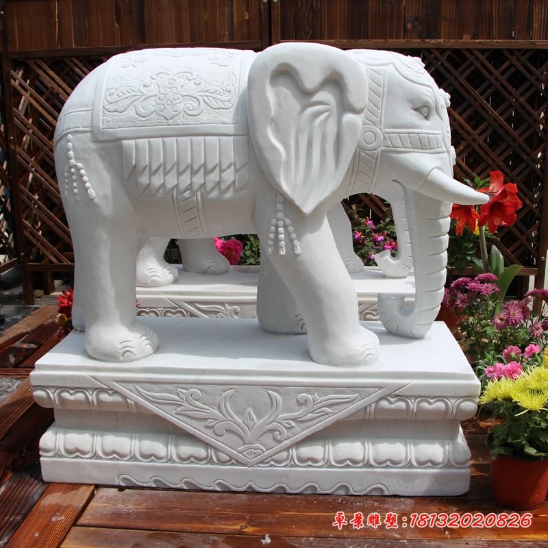 汉白玉招财大象动物石雕 