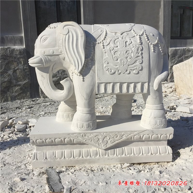 汉白玉招财大象动物石雕 