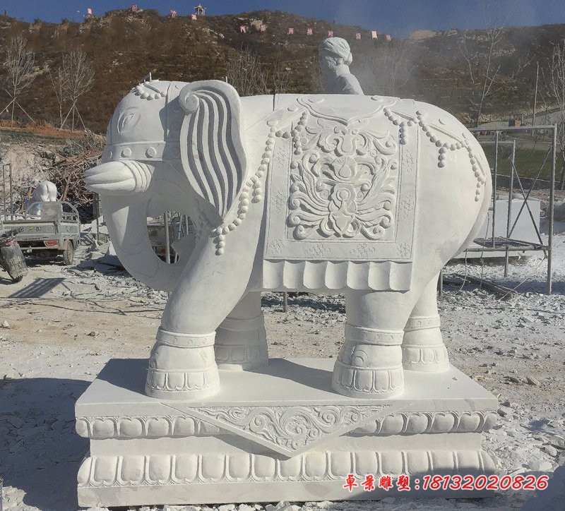 汉白玉招财大象动物石雕 