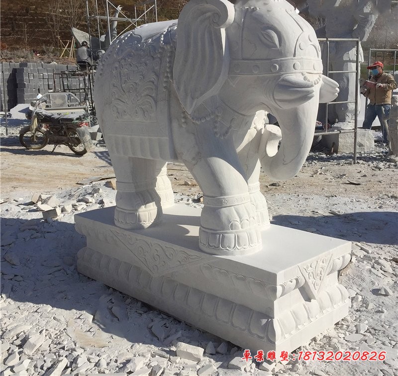汉白玉招财大象门口大象石雕 