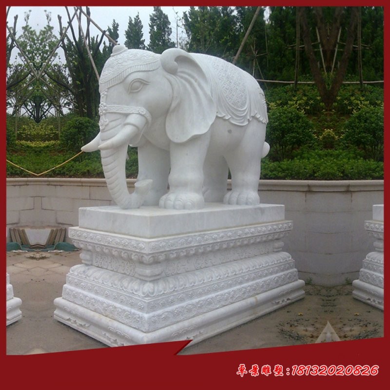 汉白玉招财门口大象  企业门口石雕大象