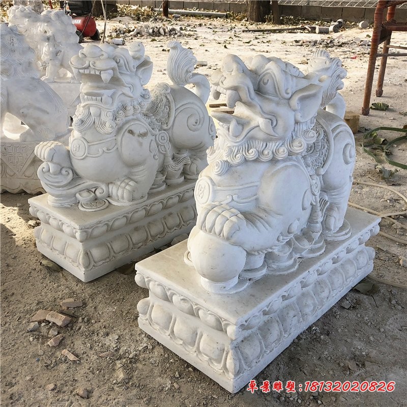汉白玉招财貔貅门口貔貅石雕