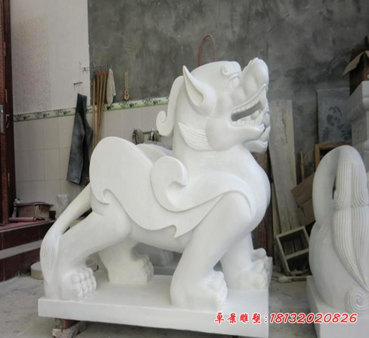 汉白玉招财貔貅石雕 门口石雕貔貅
