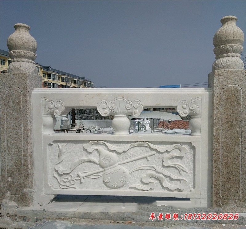 葫芦浮雕石栏板 小区景观石雕