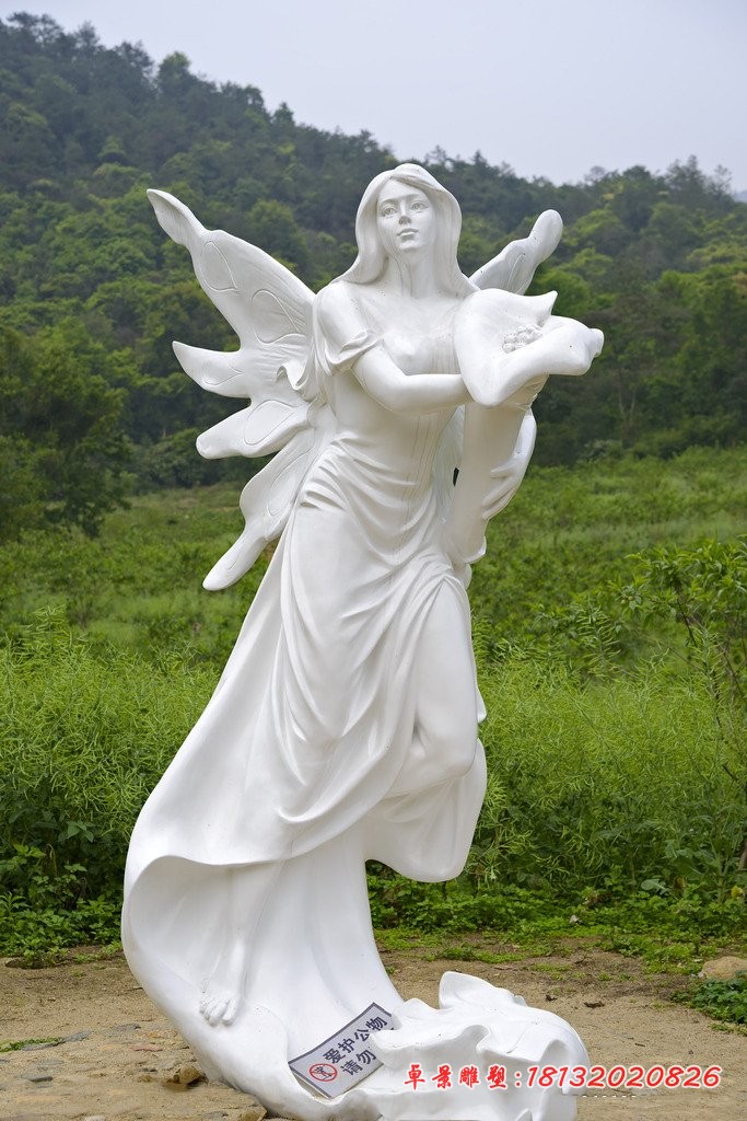 蝴蝶仙子石雕，汉白玉人物石雕