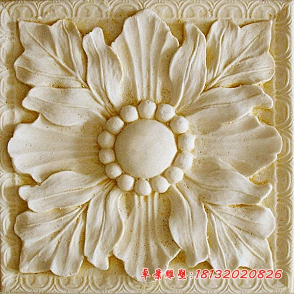 花朵石浮雕 公园墙壁石浮雕
