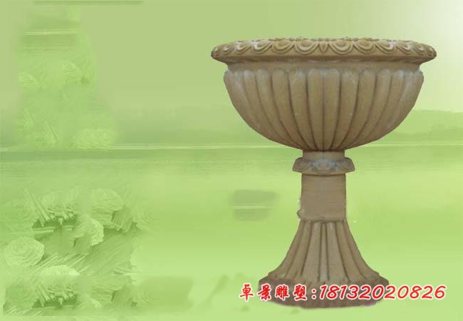花岗岩花钵石雕 公园石雕花钵