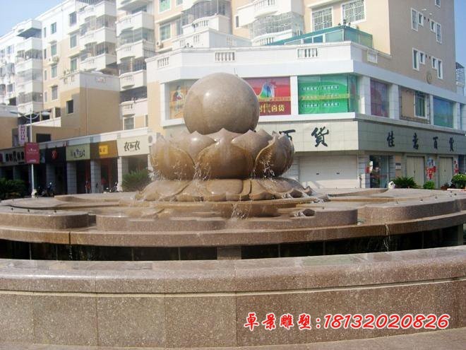 莲花风水球石雕 广场风水球喷泉石雕