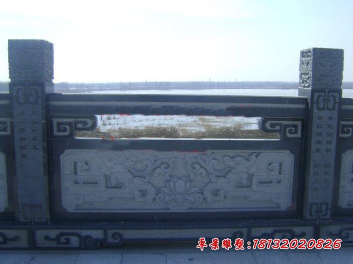 莲花浮雕石栏板 寺庙走廊栏板石雕