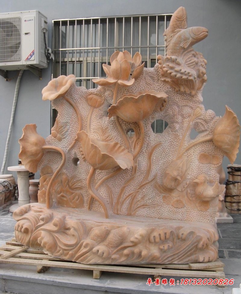 莲花鲤鱼石雕，园林景观石雕