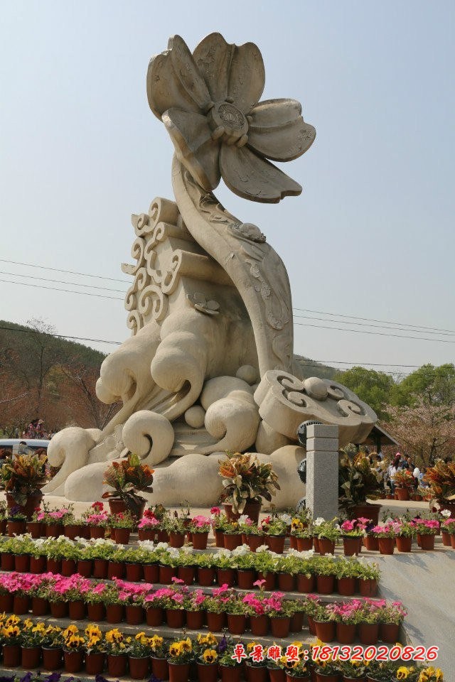 莲花如意石雕，广场景观石雕