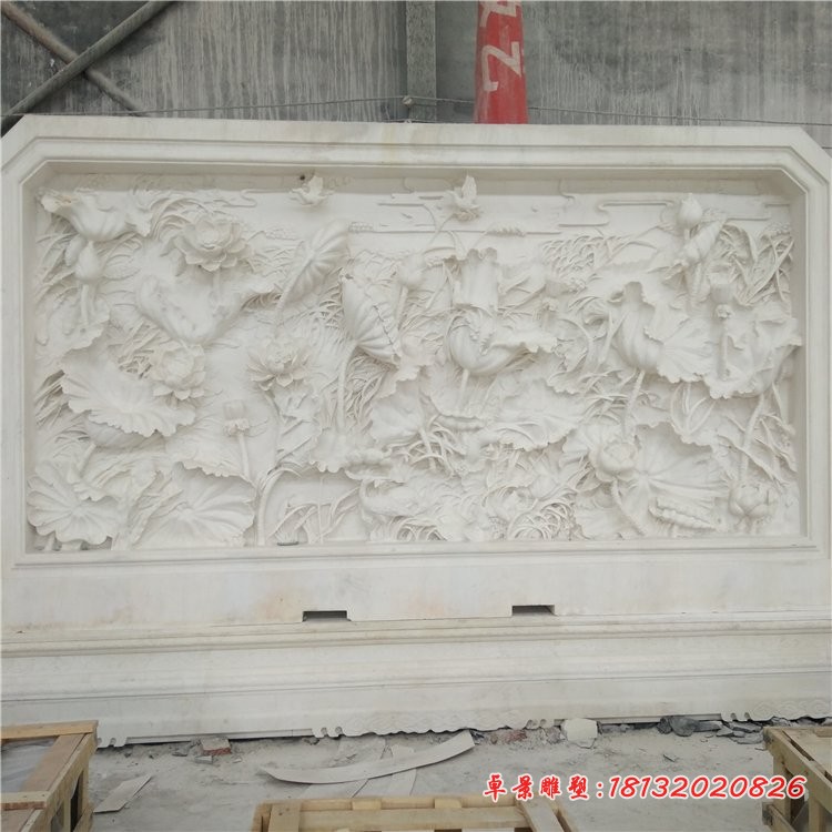 莲花石浮雕 公园墙壁景观石浮雕