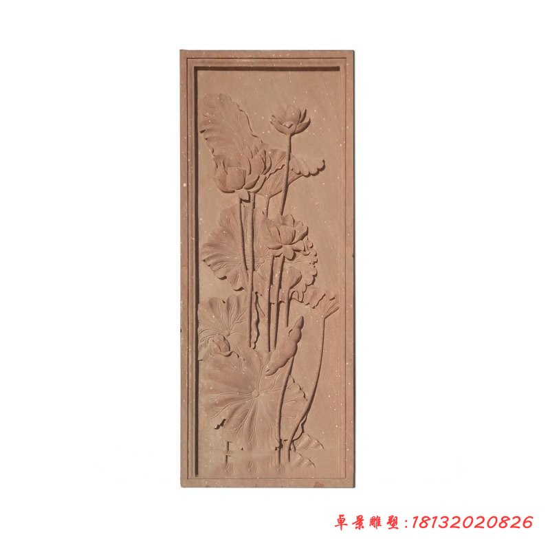 莲花石浮雕公园墙壁景观石浮雕