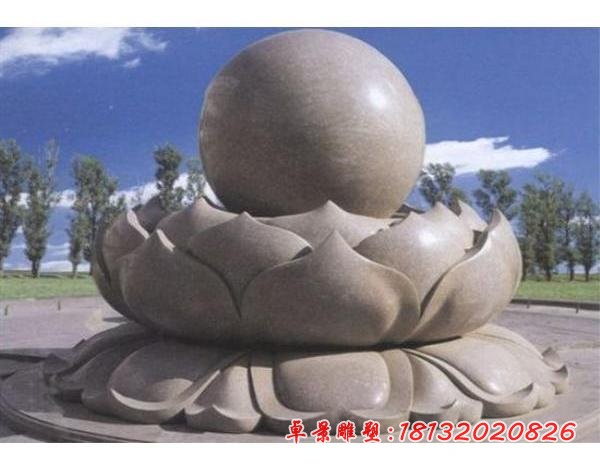 莲花座风水球石雕 公园景观石雕