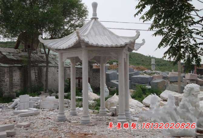 六角公园凉亭石雕 大理石凉亭