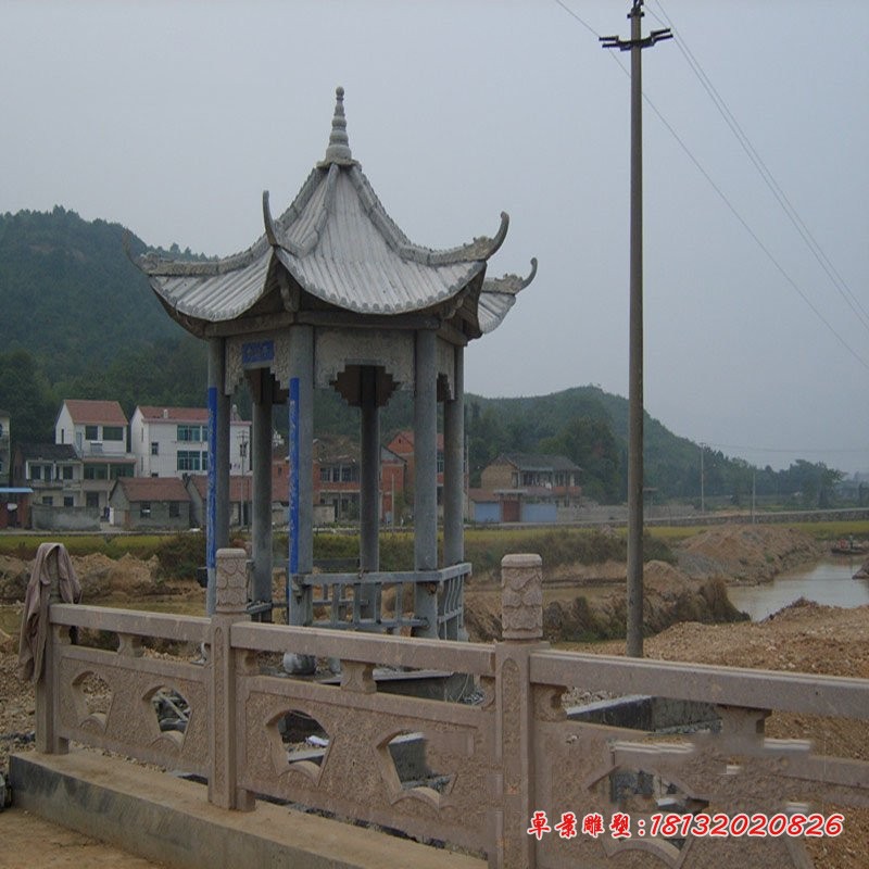 六角凉亭石雕 大理石公园凉亭 (3)