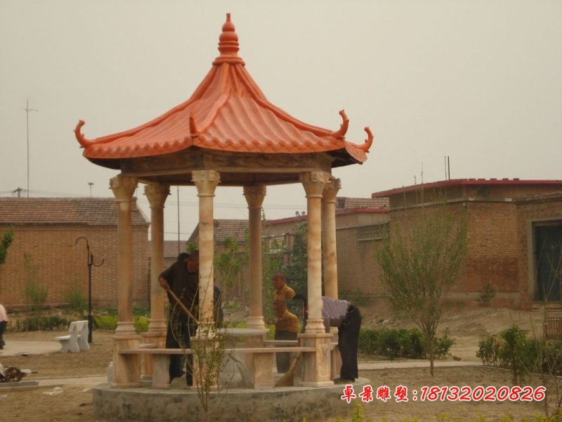 六角凉亭石雕 景观石雕