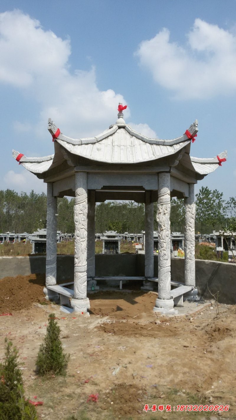 六角凉亭石雕 大理石公园凉亭