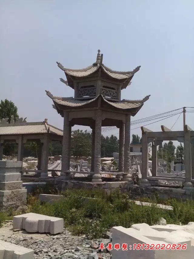 六角凉亭石雕园林景观雕塑
