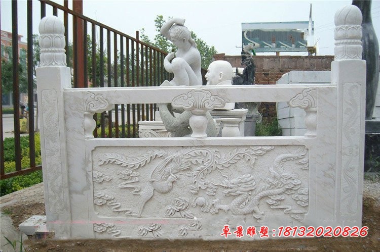 龙凤浮雕栏板 汉白玉栏板石雕