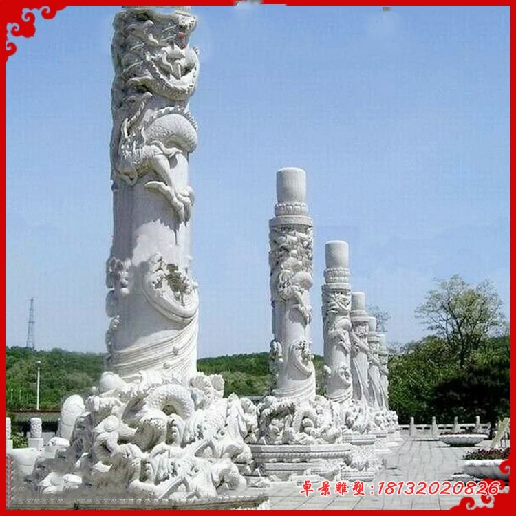 龙浮雕石柱广场景观石雕