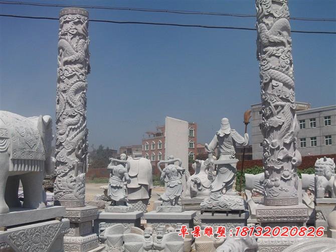 龙柱石雕 龙浮雕文化柱
