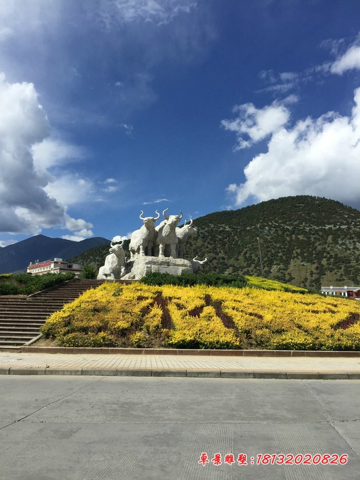 牦牛石雕，广场景观石雕