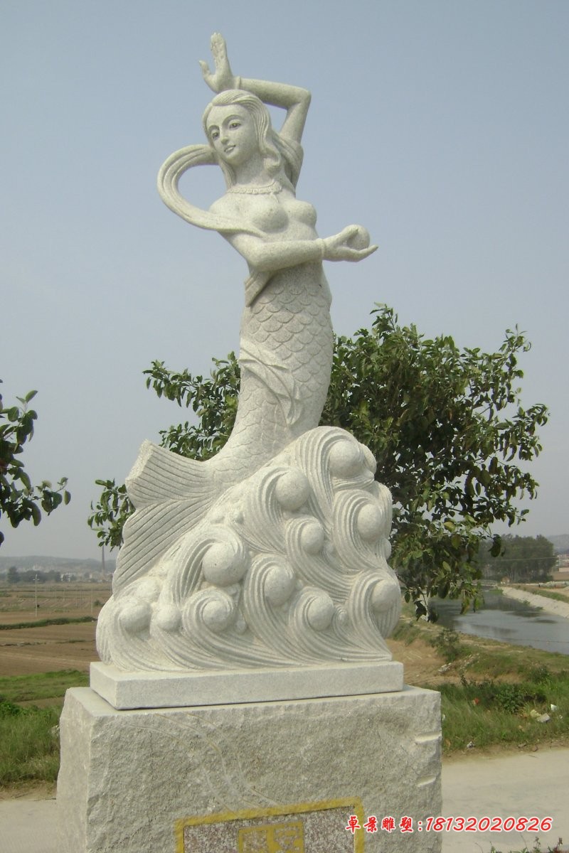 美人鱼石雕，公园景观石雕